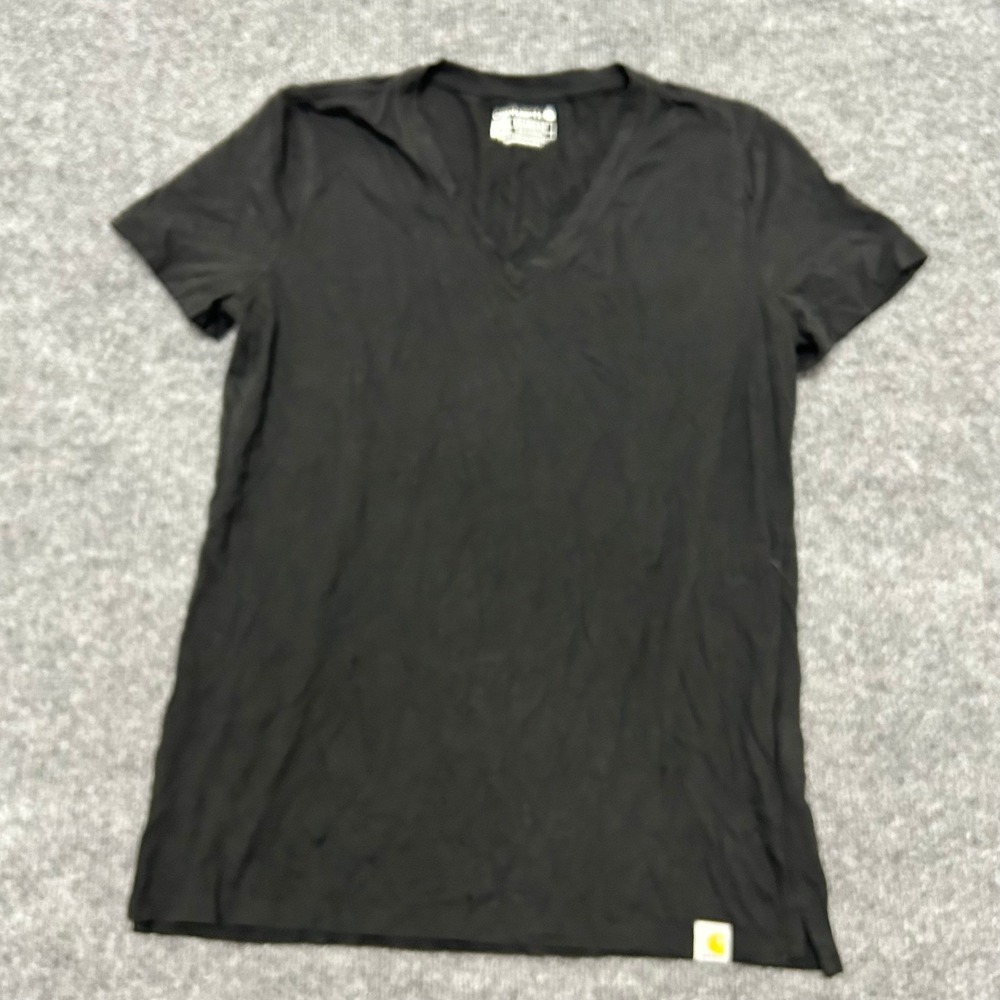 Carhartt T-Shirt Womens Size S Black Relaxed Fit V-Neck Cotton Tencel TK5739-W